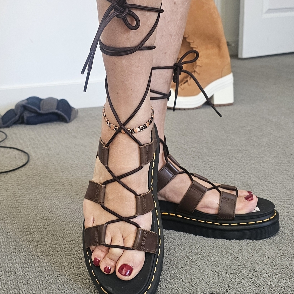 Doc Martens Women's Brown Lace-Up Gladiator Sandals